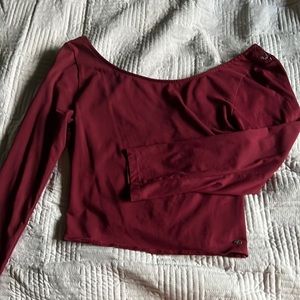 Maroon Long Sleeve Cropped Shirt, Laced in Back